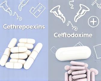 Comparison chart showing key differences between cephalexin and cefpodoxime antibiotics