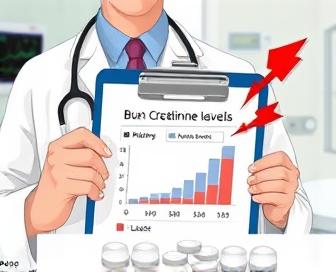 Illustration of kidneys with increased bun and creatinine levels