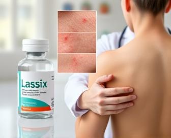 Pictures of Lasix-induced skin rashes on different body parts, varying in severity from mild redness to severe blistering