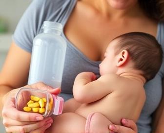 A mother breastfeeding her baby while taking antidepressants like Lexapro