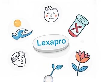 Lexapro pills on a white background