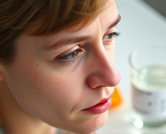A person with a flushed face caused by Prednisone