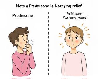 A person blowing their nose, indicating allergy symptoms being relieved by medication