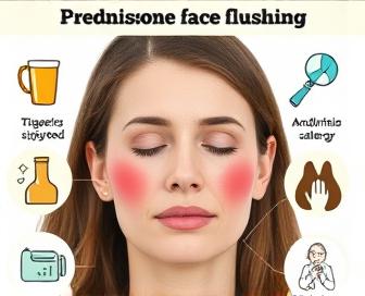 Prednisone-induced facial flushing with a warm red hue