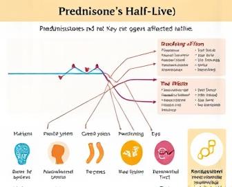 Graph illustrating the elimination rate of prednisone from the body