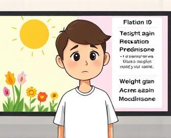 Prednisone side effects include weight gain, acne, thinning skin, and other symptoms