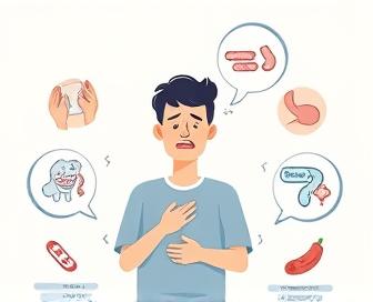 Illustration of a person experiencing stomach pain from taking prednisone medication.