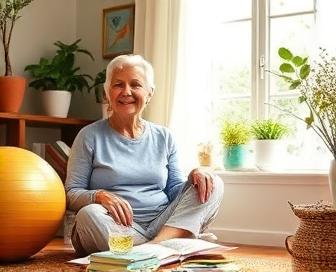 A woman relaxing on a couch with a cup of coffee, symbolizing relief from fatigue