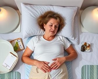 A woman experiencing intense hot flashes during tamoxifen treatment, seeking relief options.